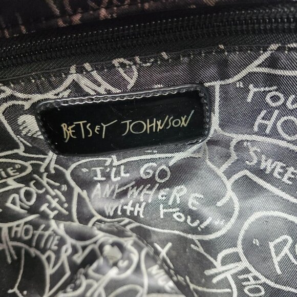 BETSEY JOHNSON Leopard Black White Purse W/Patent Leather Gold Hardware W/ Bow - Picture 6 of 6